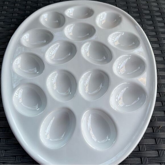 Target Home White Egg Shaped Ceramic Deviled Egg Serving Platter Plate - Picture 8 of 16